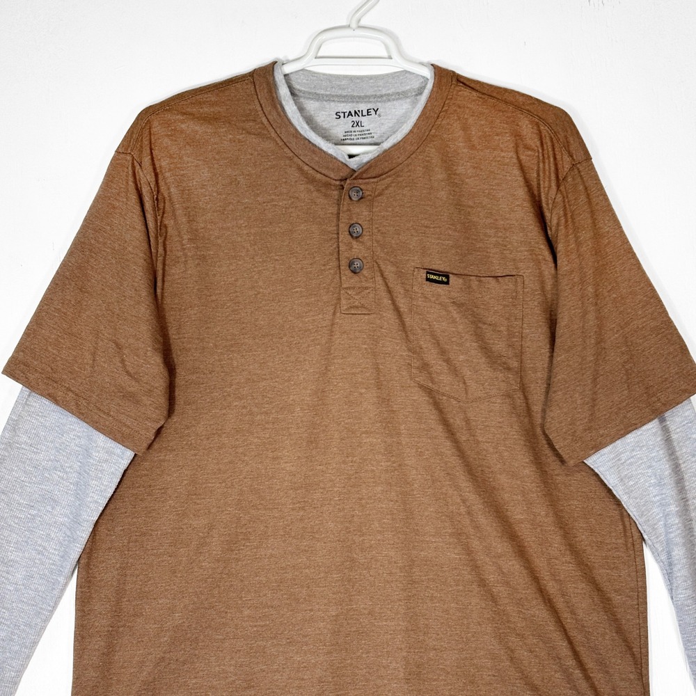 Stanley Workwear Faux Double Layer Henley Shirt Mens 2XL Grunge‎ Utility